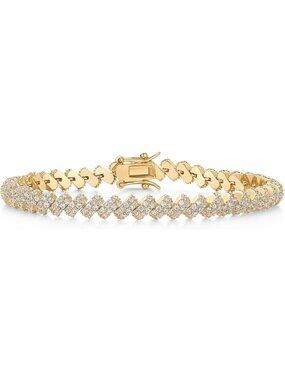 14K Gold Plated Tennis Bracelet for Women, Sparkling CZ San Marco Style Jewelry